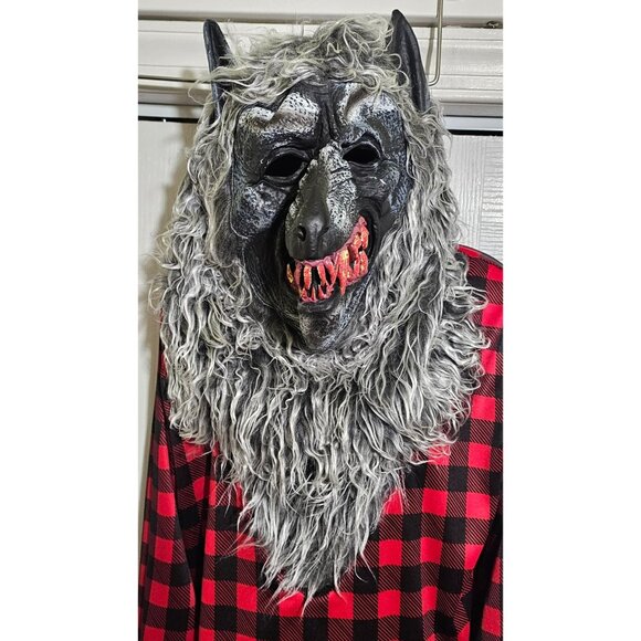 Hungry Howler Werewolf Costume Boys 4-6 Halloween Faux Fur Mask Gloves Top Kids - Picture 2 of 6